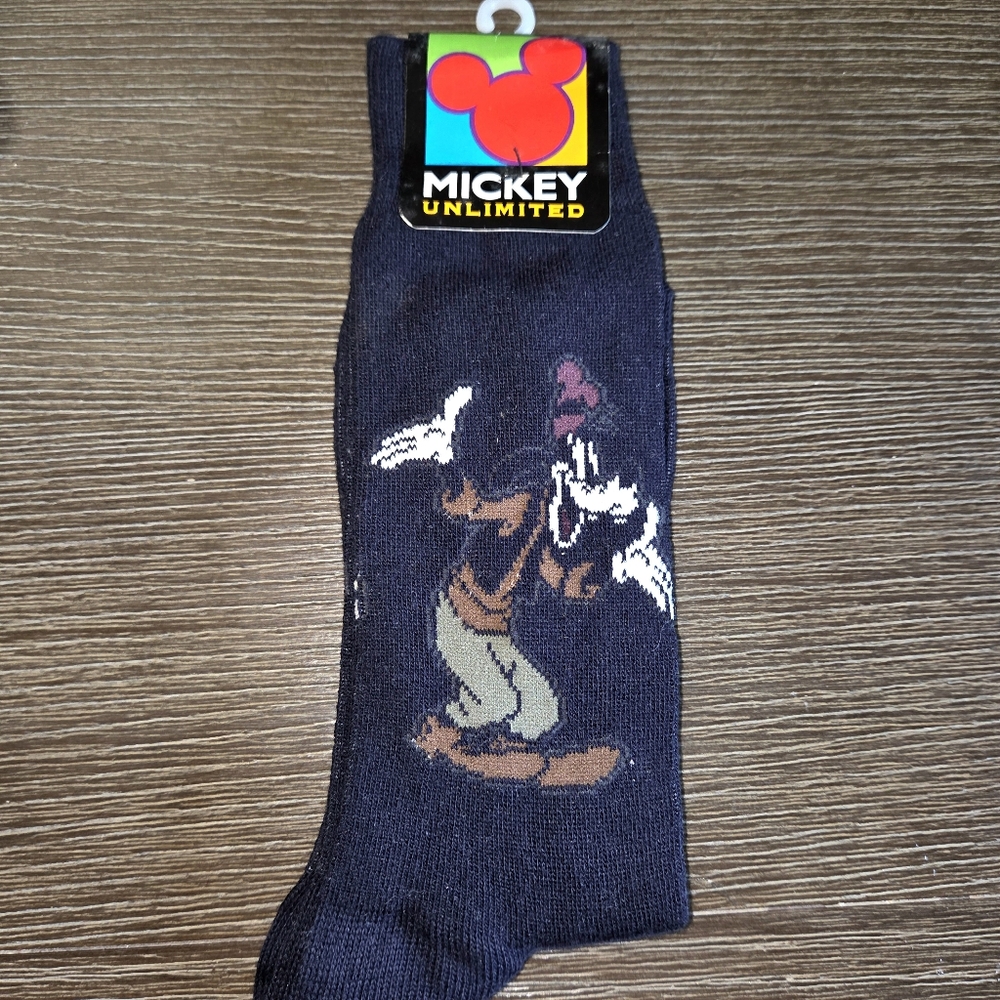NOS Vintage 90s Disney Mickey Mouse Goofy All Over Print Long Socks 10-13